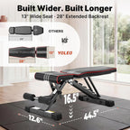 YOLEO Adjustable Weight Bench for Home Gym, ASTM-Certified 827LBS, 98% Pre-Assembled, Foldable Gym Bench with 84 Positions Incline Decline Flat, Wider Seat