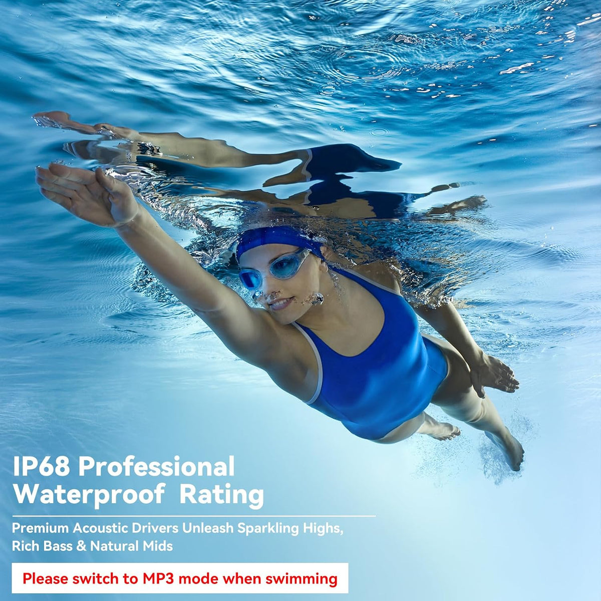 Soft Liquid Silicone Bone Conduction Swimming Headphones Underwater,IPX8 Waterproof Earbuds,Open Ear Swim Headphone with Skin-Friendly Silicone/Built-in 32G MP3-Player Earphones for Swim-Dark Black