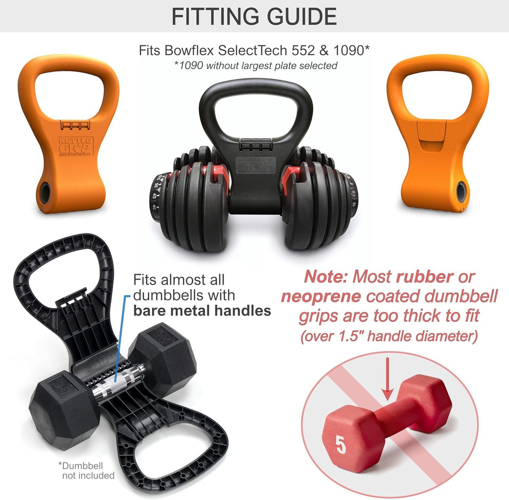 KETTLE GRYP Dumbbell to Kettlebell Grip Converter Handle, Made in USA