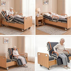 Electric Rotating Hospital Medical Beds for Senior Disabled Home Care Use | 750lbs, 90° Rotated Nursing Beds for Home Care with Adjustable Lateral Tilt & Backrest Leg Height