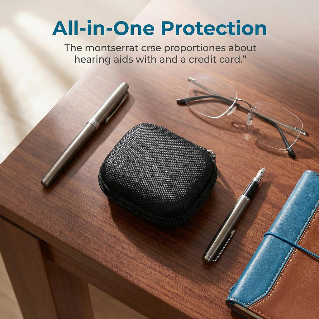 Hearing Aid Case Storage and Travel Hard Carrying Pocket for Ear Gear Small Waterproof Pouch with Mesh Universal Hearing Aid Covers and Accessories Battery Holder Cases for Women and Men