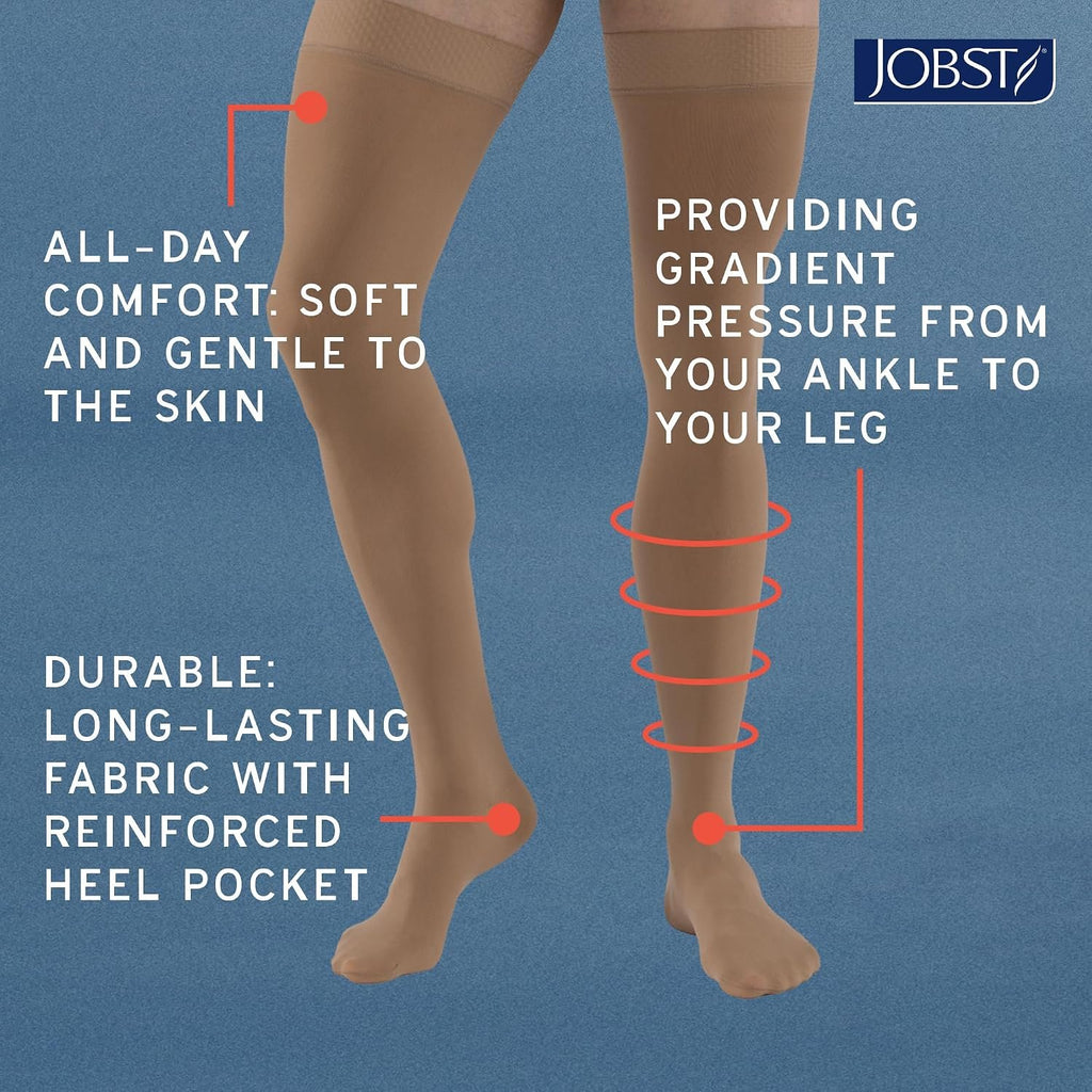 JOBST Relief 15-20 mmHg Knee High Graduated Compression Stockings - Regular Band, Closed Toe