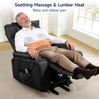 Power Lift Recliner Electric Chair for Elderly with USB Charge Port, Black | Fits 5'2"–5'9" Heights, PU Leather Recliner with Massage & Heat, 160° Adjustable Recline, Stand Assist, Remote, Cup Holders