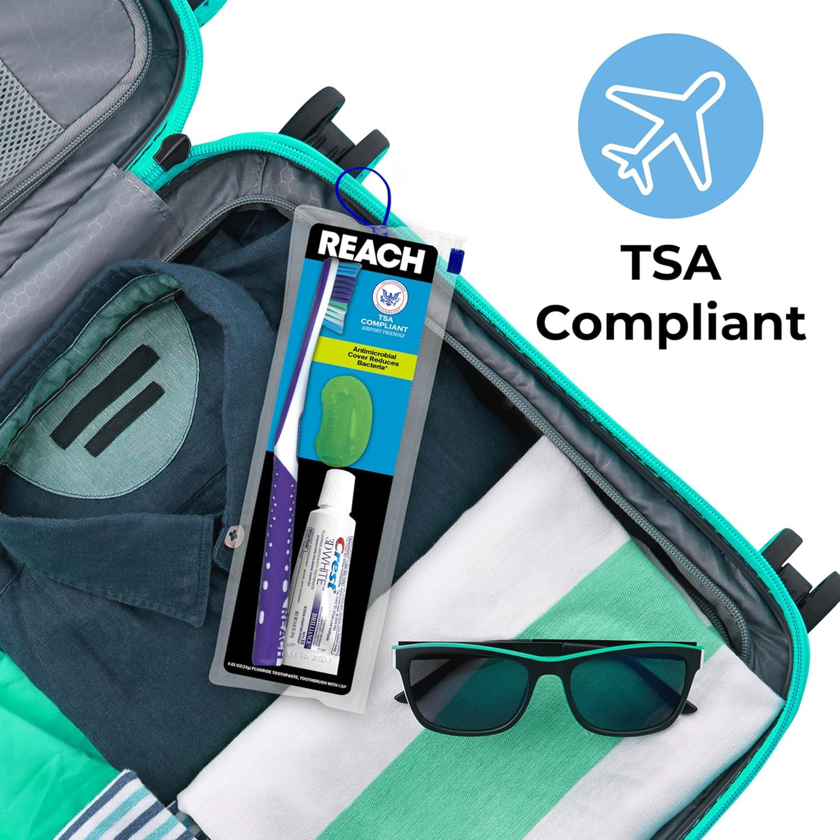 Reach Ultra Clean Travel Toothbrush Kit with Toothpaste and Cap