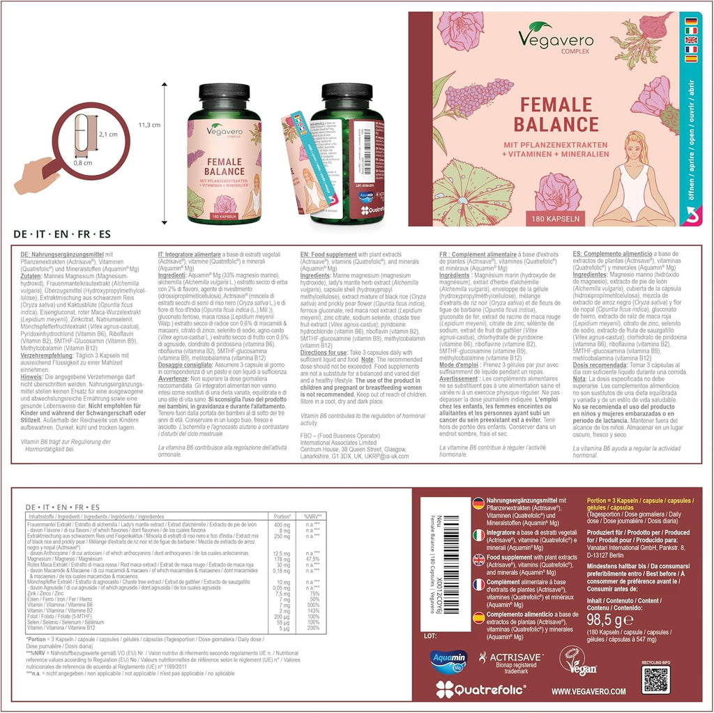 Vegavero Dietary Supplements 180 capsules