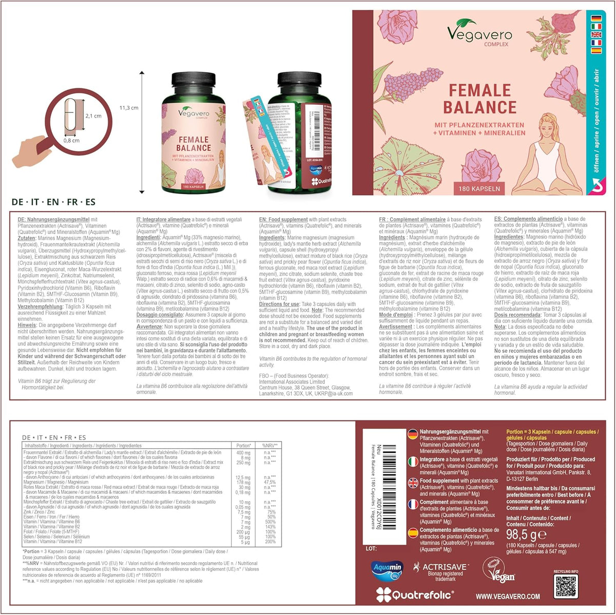 Vegavero Dietary Supplements 180 capsules