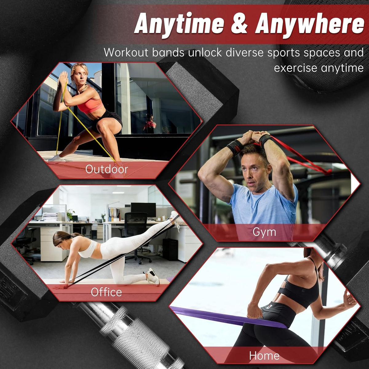 4-Level Resistance Bands for Working Out, Pull Up Assistance Bands | 5-85 LBS Resistance, Fitness, Full-Body Training, Physical Therapy & Stretch Workout, for Men, Women, Home, Outdoor, Gym Use