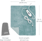 Pure Enrichment PureRelief Ultra-Wide Microplush Heating Pad - 20” x 24” XXL Size & 6 Heat Settings for Temporary Neck, Shoulder & Back Pain Relief - Moist Heat Option & Machine Washable (Sea Glass)