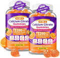 2 Packs Calcium Citrate Gummies 1200mg with Vitamin D3 K2 B12, 4-in-1 High Absorption Calcium Supplement for Women Men, Bone Teeth Muscle Support, Calcium Gummies for Adults,Sugar Free,Orange Flavor