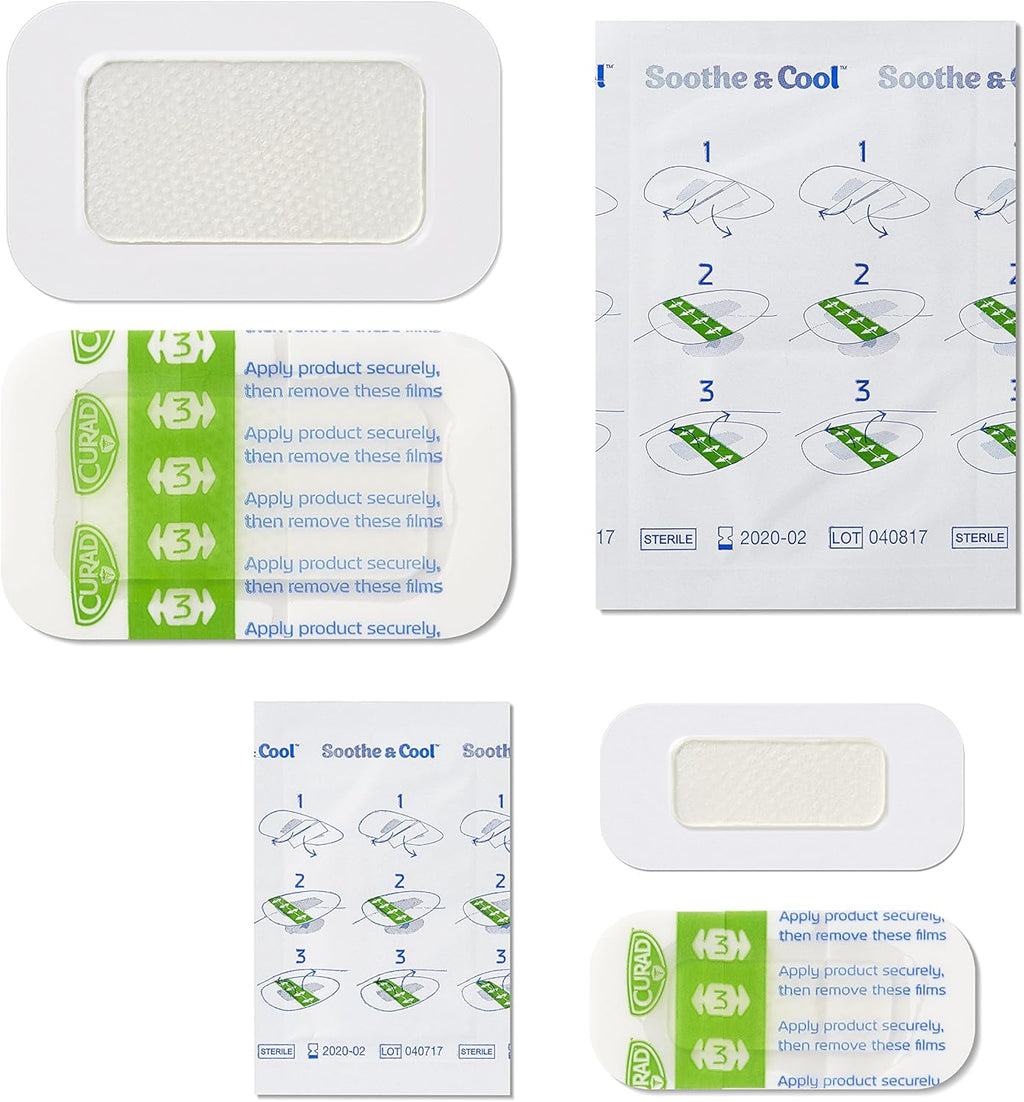 Curad Soothe & Cool Burn Bandages, Instant Cooling, Assorted Sizes, 8 Count