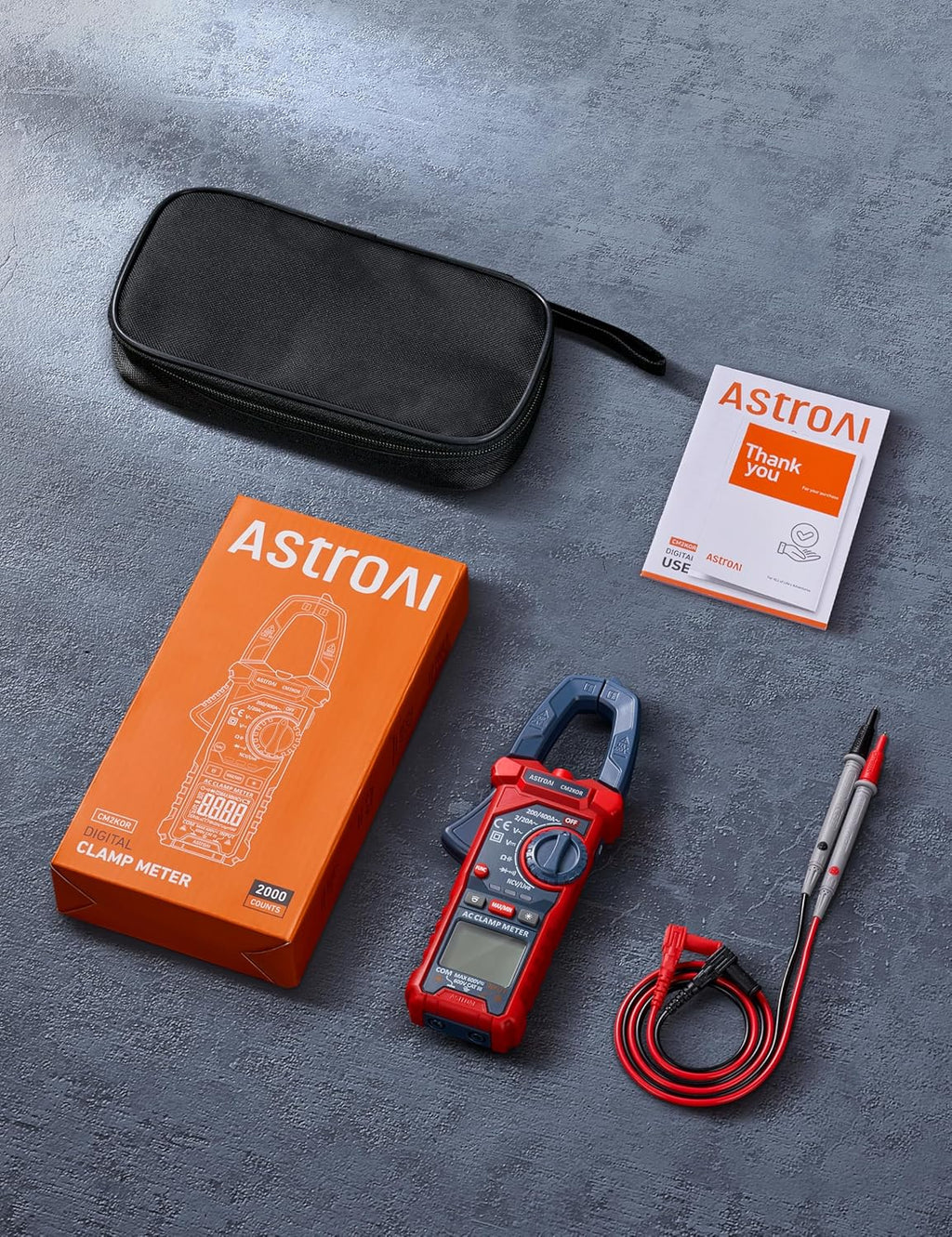 AstroAI Clamp Amperimeter, Professional Digital Multimeter, Polymeter, Voltmeter, Tester for AC Current, AC/DC Voltage, Resistance, Frequency, Capacitance, Continuity, Test Diodes