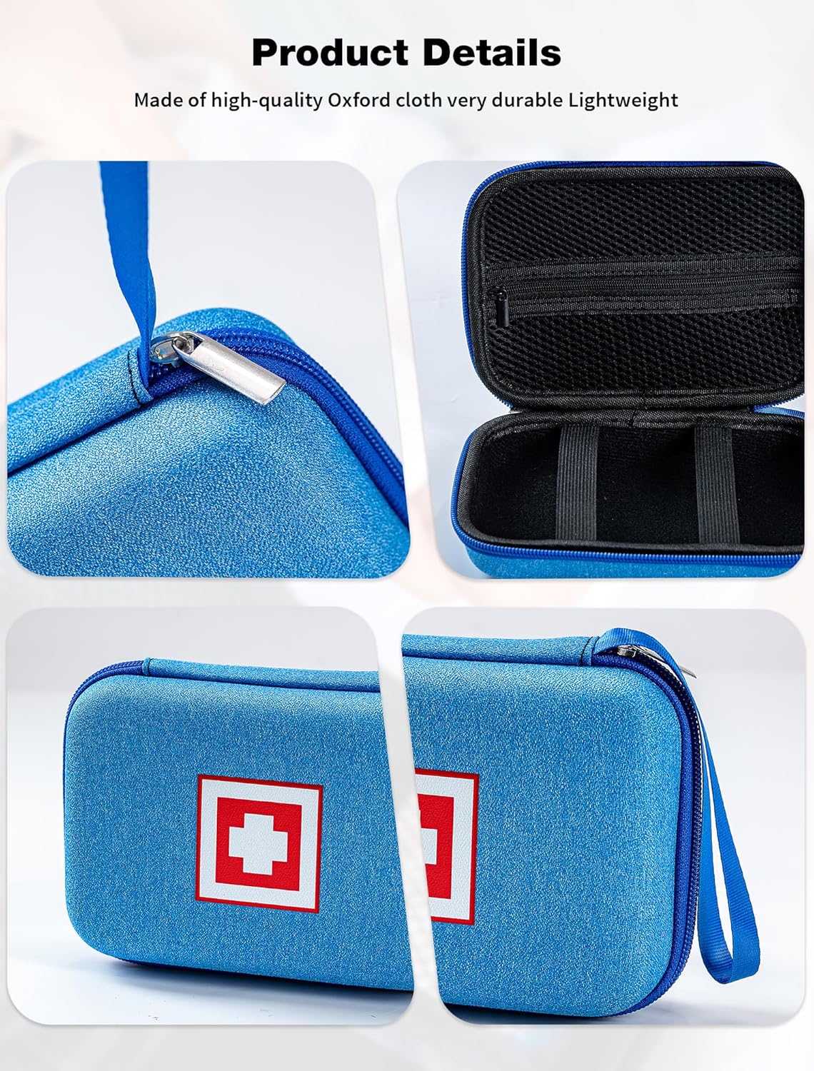 Gealaek Diabetes Supply Case with Hard Shell, Diabetic Organizer Carrying Case Portable Glucose Meter Storage Bag (Blue)