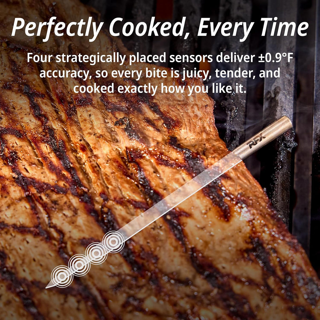 ThermoWorks RFX, Smart Wireless Meat Thermometer, Wi-Fi & Radio Frequency, Stronger Signal Than Bluetooth, Meat Probe for Use in Smoker, Grill, BBQ, Oven(Black - 1-Probe Kit)