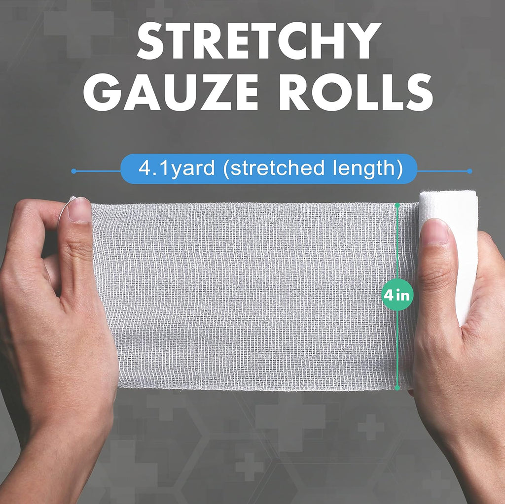 LotFancy Gauze Rolls, 4 Inch x 4.1 Yards, Conforming Stretch Gauze Bandage