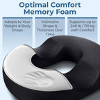5 STARS UNITED Donut Pillow for Tailbone Pain & Hemorrhoids – Large Memory Foam Floor Cushion for Pressure Relief – Prostate, Postpartum & Pregnancy Support, Black Mesh Cover