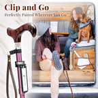 Walking Cane Holder, Smart Reflective Cane Holder Clip for Table, Walking Stick Accessories for Senior, Portable, Foldable, and Convenient