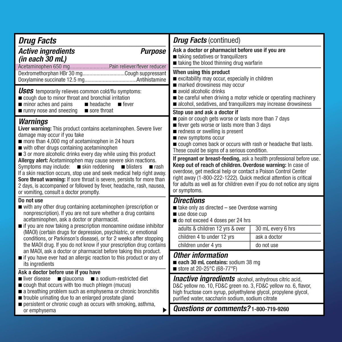 Amazon Basic Care Nighttime Cold and Flu Medicine, Maximum Strength, Original Flavor Liquid, Multi-Symptom Relief for Cough, Sore Throat, Fever, 12 fl oz (1-Pack)