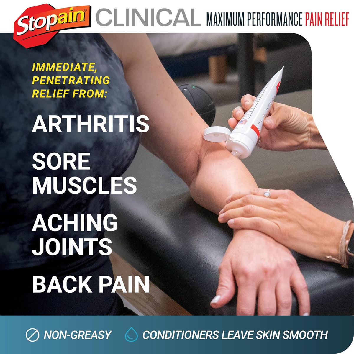 Stopain Clinical 10% Menthol Pain Relief Gel (4 oz Tube), Professional Strength Topical Analgesic for Back, Knee, Joint and Arthritis Pain Relief, Made in USA
