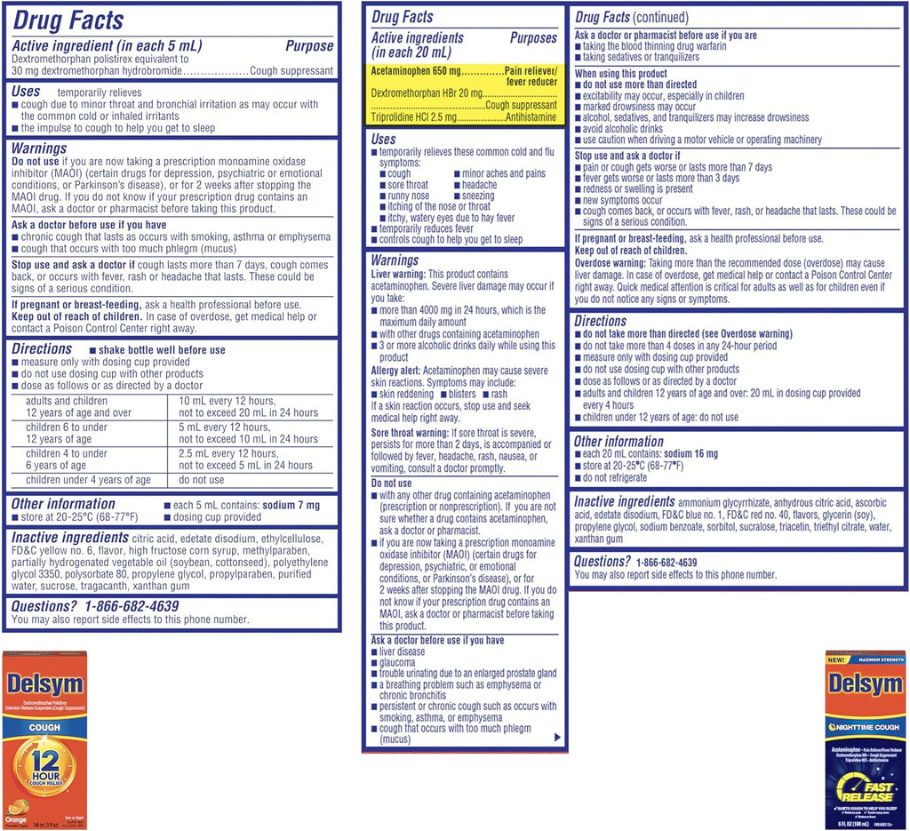Delsym Day & Night Cough Relief Liquids Combo Pack, 5 FL OZ + 6 FL OZ