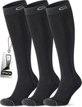 CS CELERSPORT Compression Socks for Men Women 20-30mmHg Running 3 Pairs | Breathable Knee High Circulation Support Socks for Travel, Pregnant, Nurses, Athletic, Daily Stand