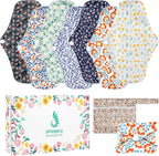PHOGARY 7 Pieces Reusable Menstrual Pads, Washable Night Pads for Abundant Menstrual Flow, Washable Night Pads for Abundant Menstrual Flow