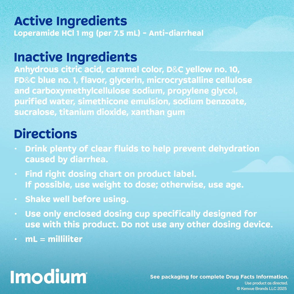 Imodium A-D Children's Liquid Anti-Diarrheal Medicine, Mint, 4 fl. oz | Loperamide HCl, Oral Solution, Diarrhea Symptom Treatment & Control, Kids Ages 6+