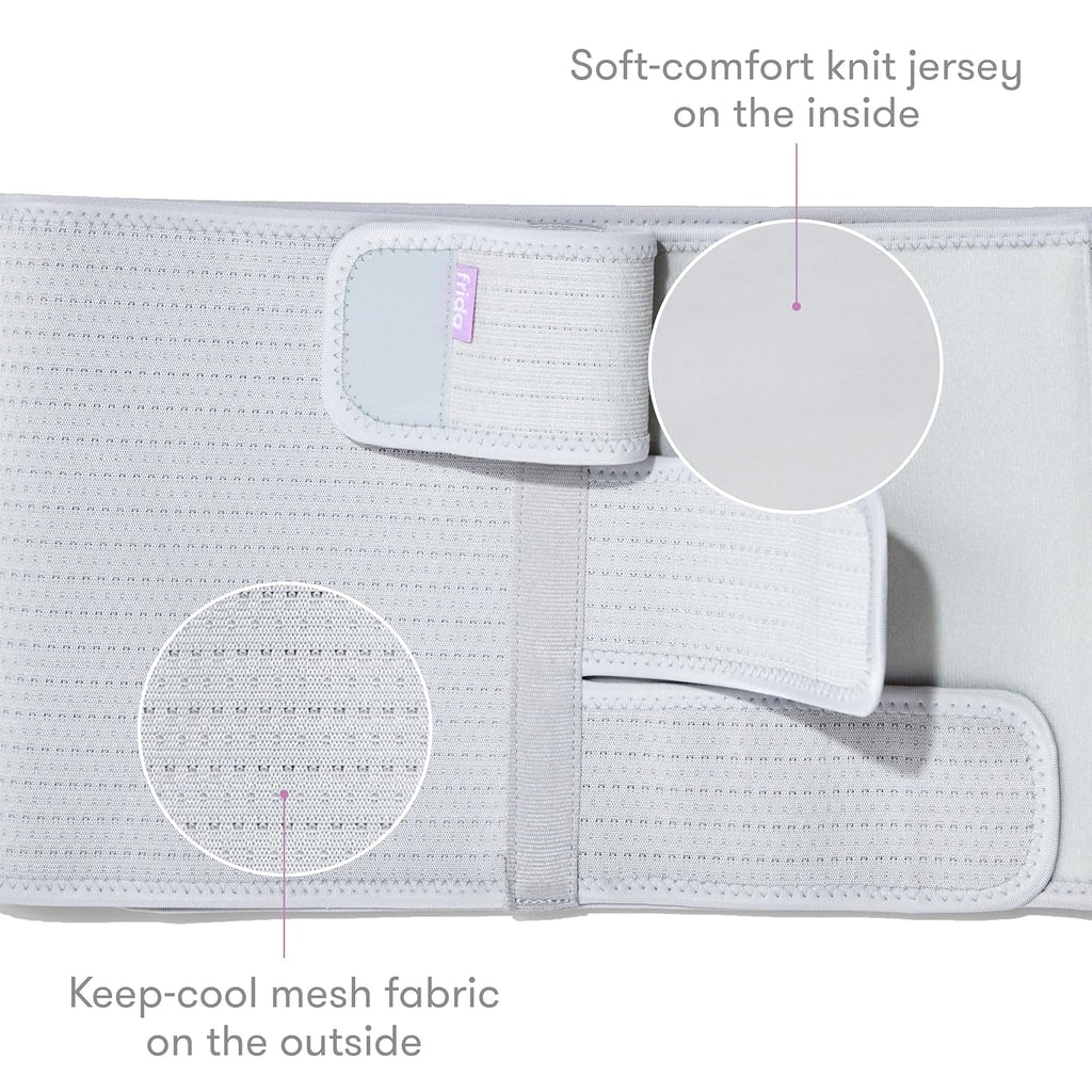 Frida Mom Postpartum Abdominal Support Binder | Natural Delivery & C-Section Recovery | 9" High Adjustable Compression Wrap, Gray