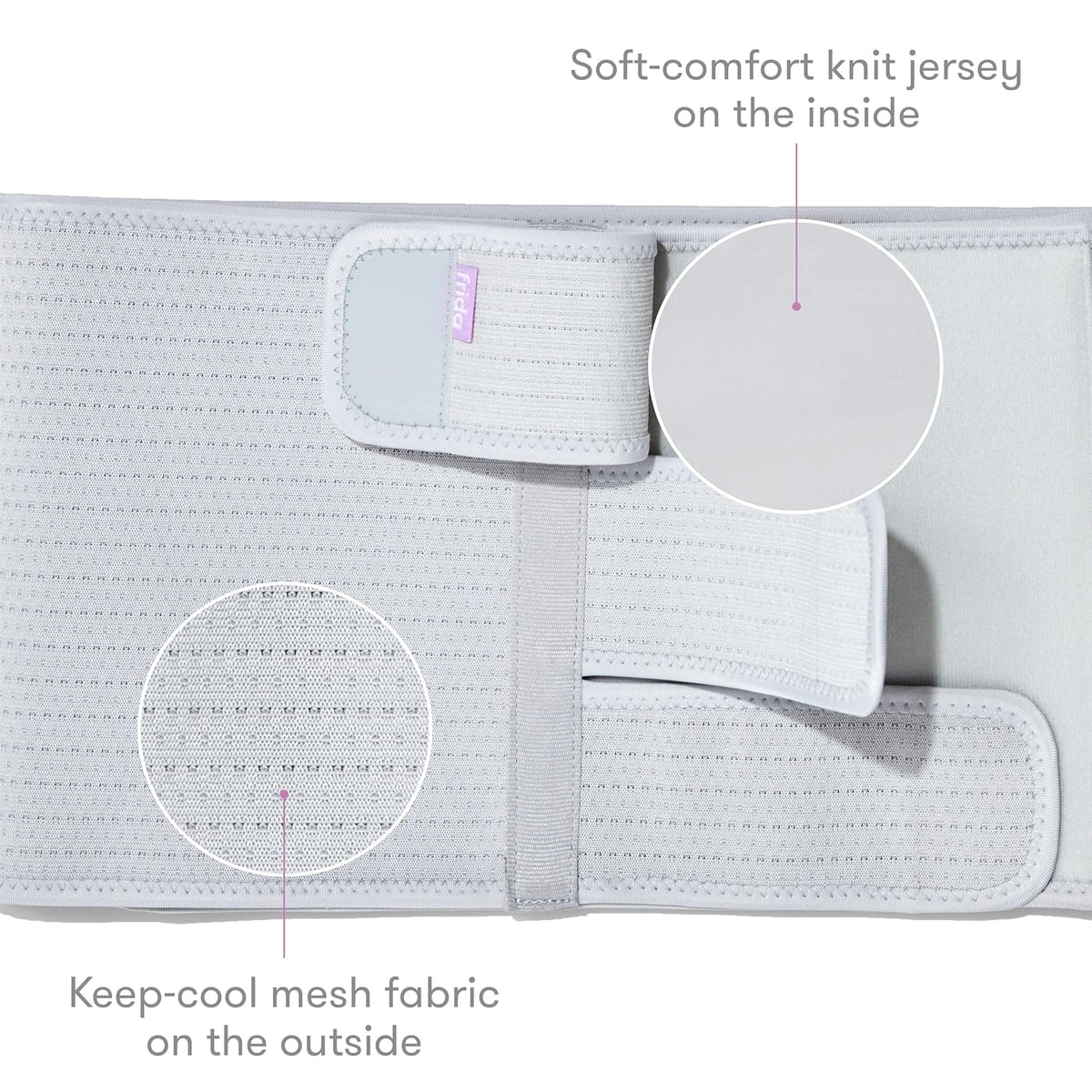Frida Mom Postpartum Abdominal Support Binder | Natural Delivery & C-Section Recovery | 9" High Adjustable Compression Wrap, Gray