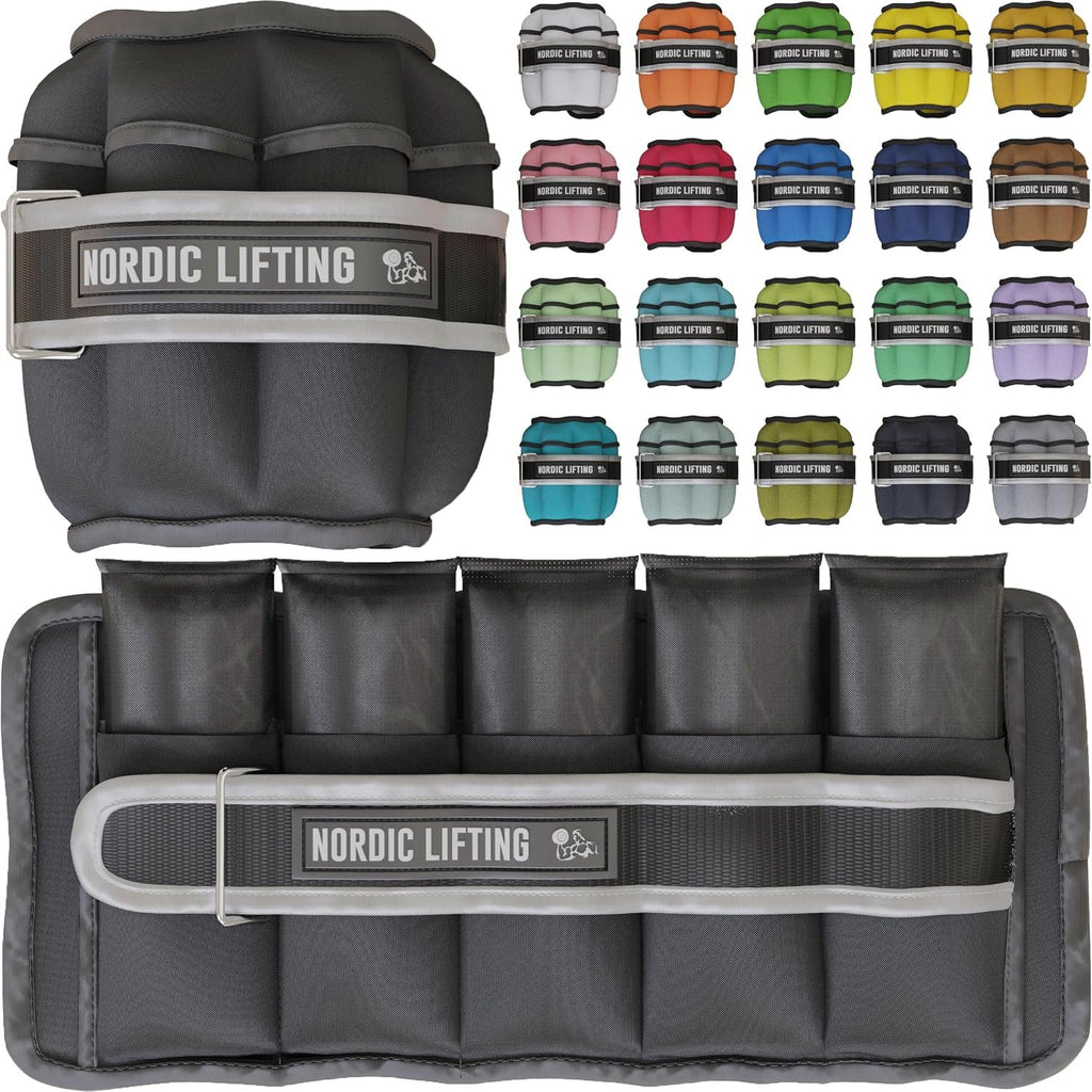 Adjustable 5lb Ankle Weights (1 Pair) for Women & Men - Nordic Lifting