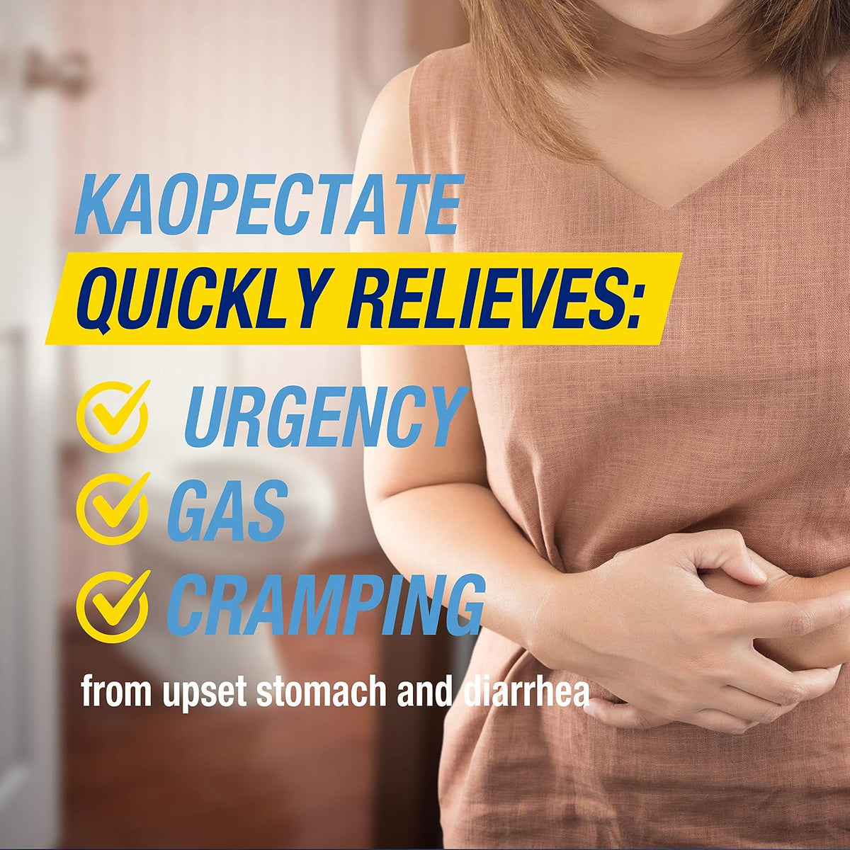 Kaopectate Multi-Symptom Anti-Diarrheal & Upset Stomach Reliever, 42 Caplet | Anti Diarrhea Caplets with Bismuth Subsalicylate
