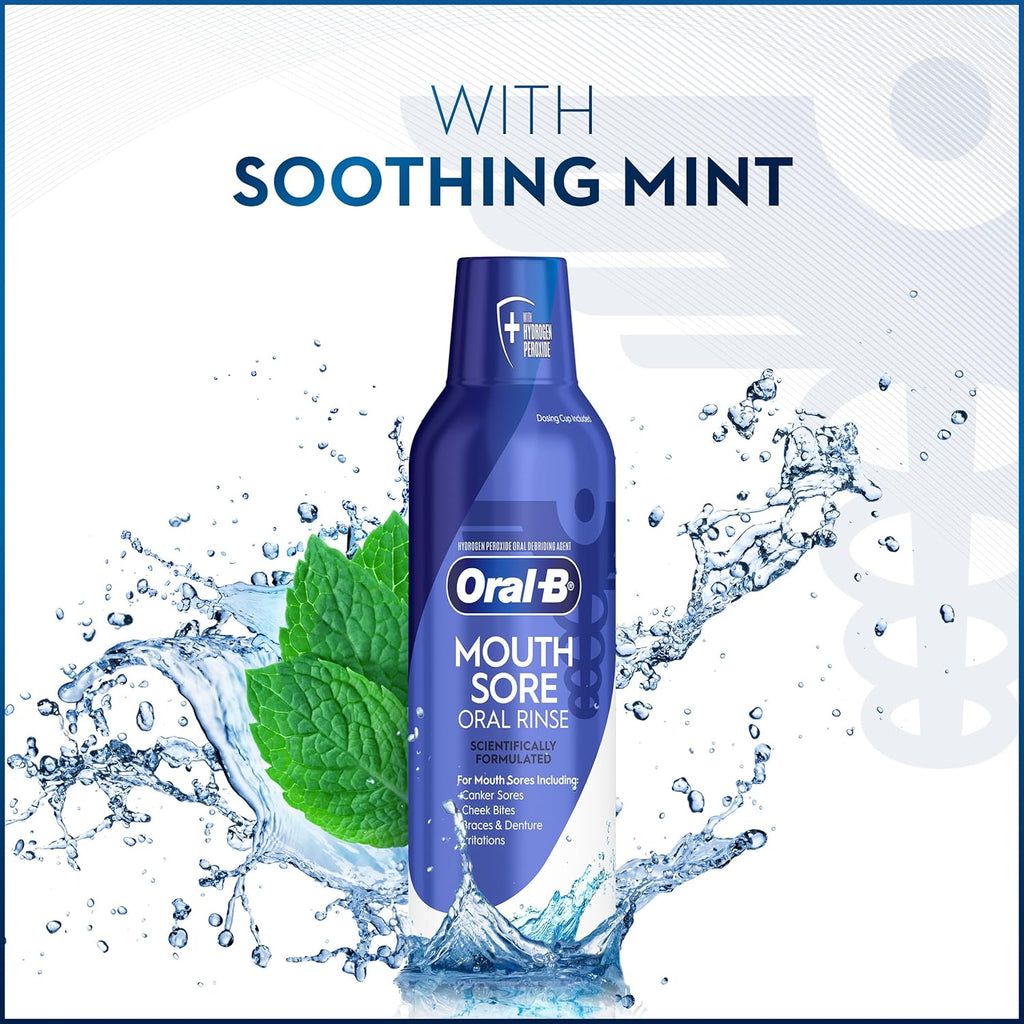 Oral-B Mouth Sore Mouthwash Special Care Oral Rinse, Hydrogen Peroxide Mouthwash, 16 fl oz, Mouthwash Alcohol Free