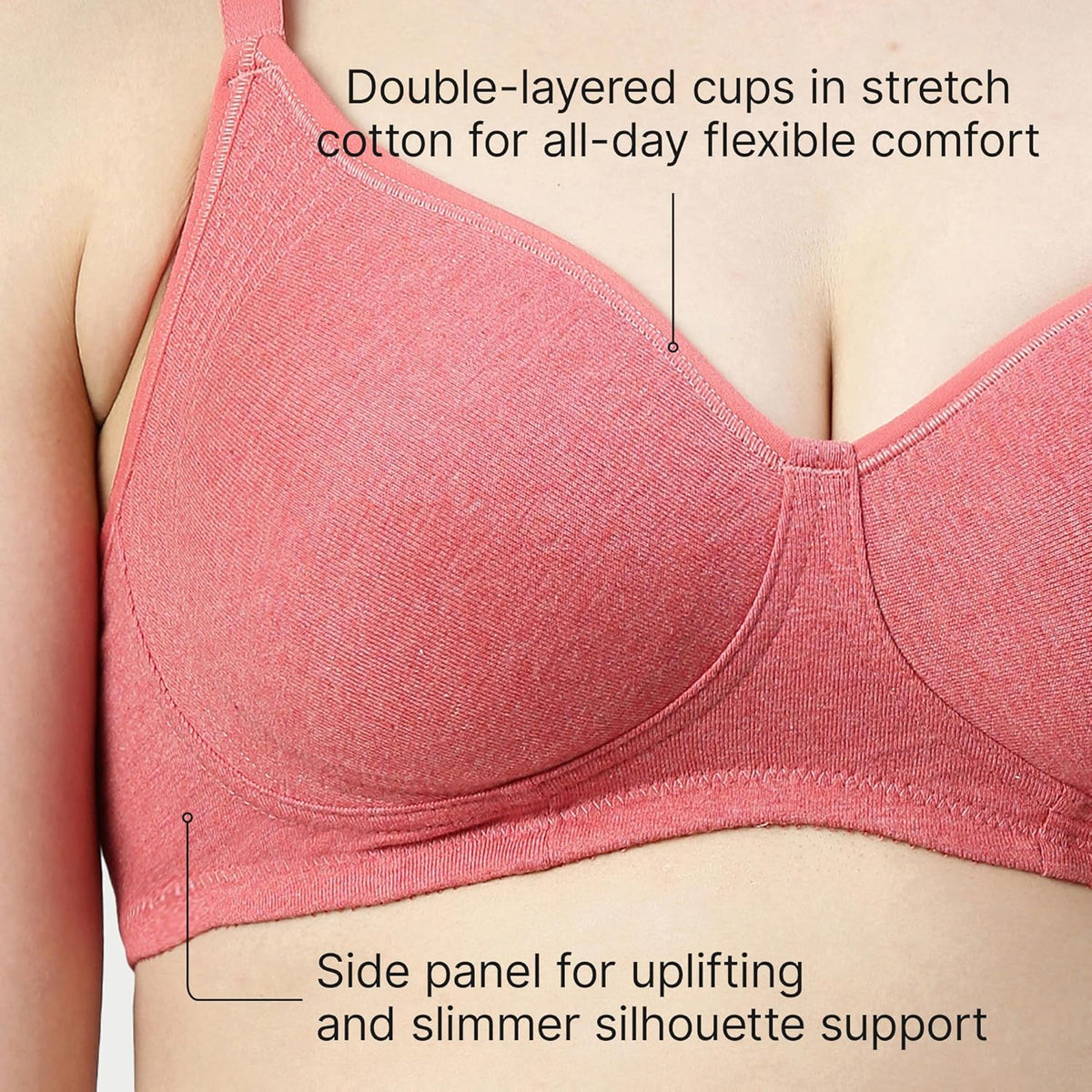 Enamor Innovations Fabcool Encircled Side Support Shaper, Non Padded, Wirefree, High Coverage, Women's Cotton Everyday Bra - A042 (Available in Plus Sizes)