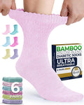 Pembrook® Diabetic Socks for Women 6 Pairs Bamboo Viscose Non-Binding Neuropathy Moisture-Wicking Circulation Support
