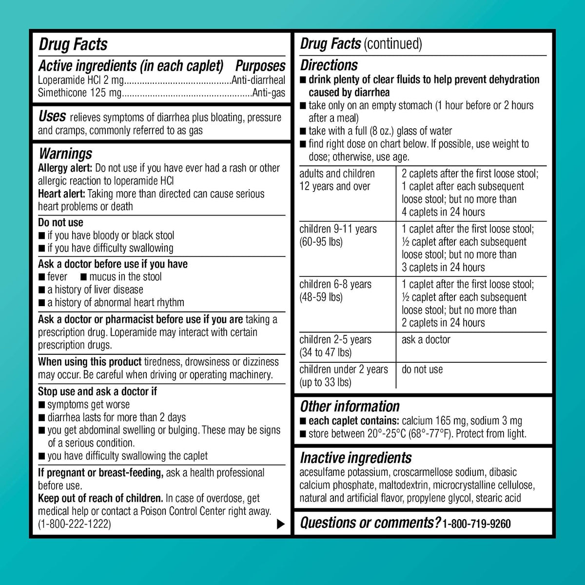 Amazon Basic Care Loperamide Hydrochloride 2 mg and Simethicone 125 mg Tablets, Multi-Symptom Relief, Anti-Diarrheal, Bloating and Cramps, Gas Relief, 24 Count