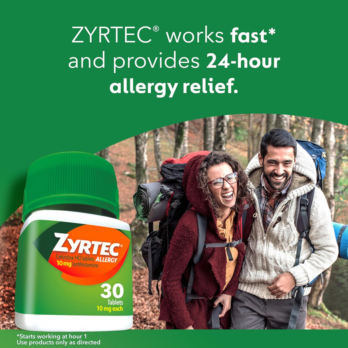 Zyrtec 24-Hour Allergy Relief Tablets, 90-Ct Size Plus 3x1-Ct Packs | 10 mg Cetirizine HCl, Allergy Medicine, For Symptoms like Runny Nose, Sneezing, Itchy & Watery Eyes & Itchy Nose or Throat