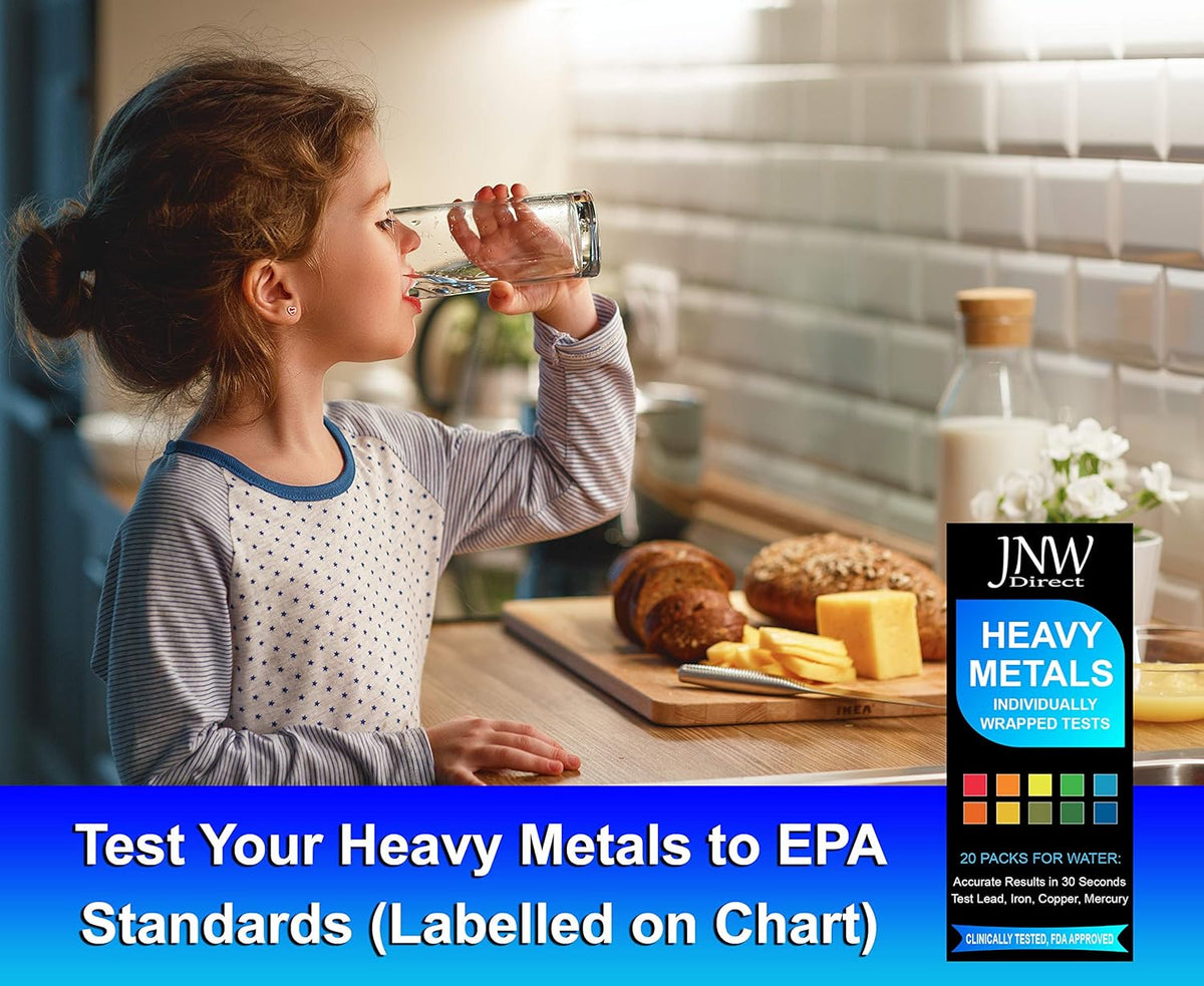 Heavy Metals Test - Drinking Water Testing Kit for Lead, Iron, Copper and Mercury, Fast Easy & Accurate Results With Mobile App, Simple at Home Testing to EPA Standards (Individually Wrapped 20 Packs)