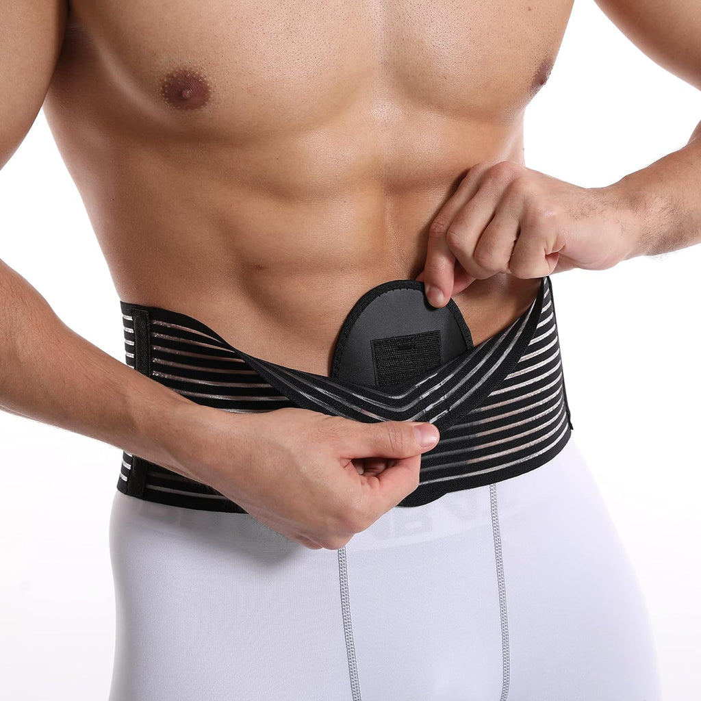 Umbilical Hernia Band - Umbilical Girdle for Men and Women - Epigastric and Incisional Ventral Hernia Belt - Abdominal Diastasis Belt for Men with Navel Support (L/XL)