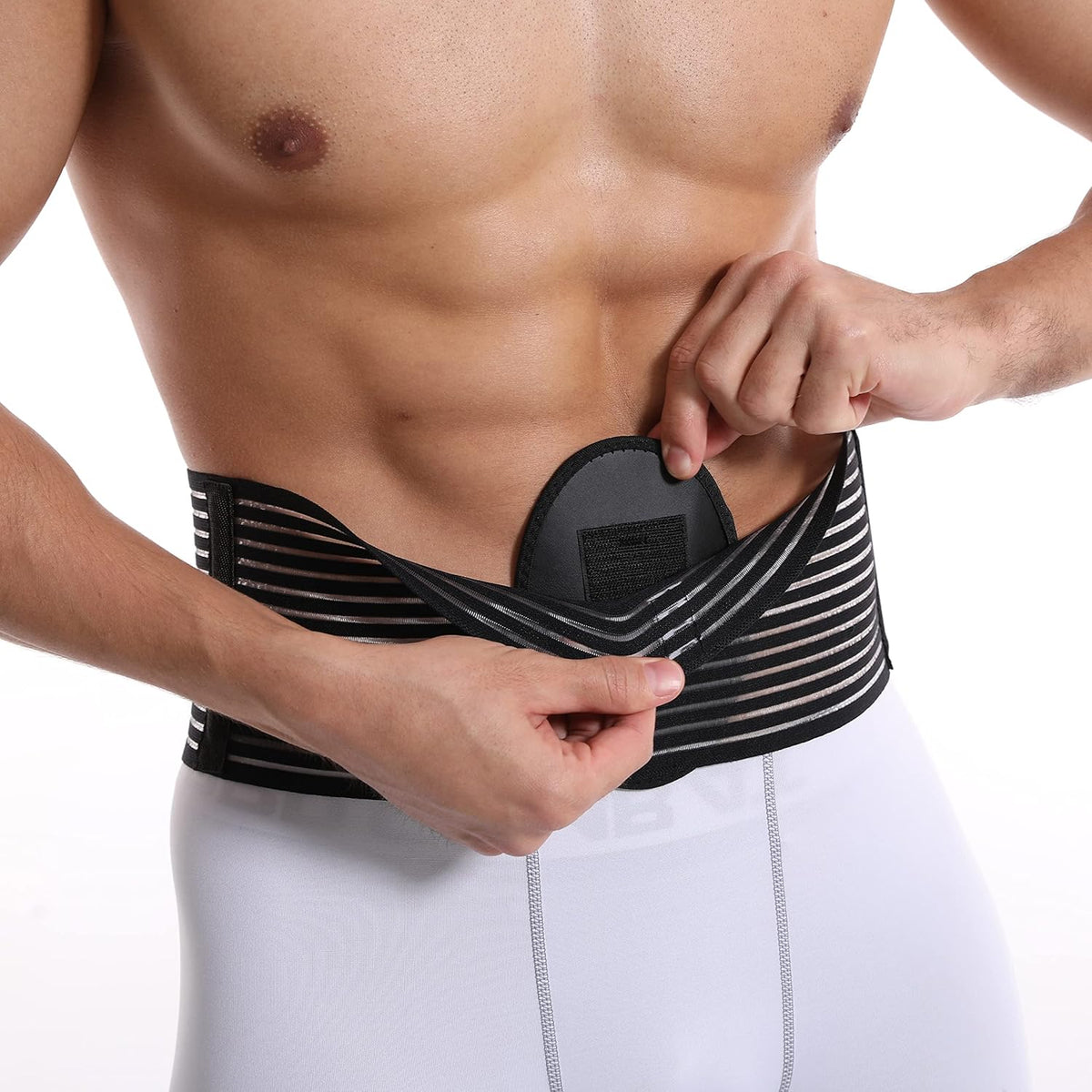 Umbilical Hernia Band - Umbilical Girdle for Men and Women - Epigastric and Incisional Ventral Hernia Belt - Abdominal Diastasis Belt for Men with Navel Support (L/XL)