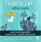Natracare - Ultra Regular Pads with Wings - Natural Product - Ideal for Low Abundant Menstrual Flow - For Sensitive Skin - Absorbent and Fine - Suitable for Vegans - 14 Pads