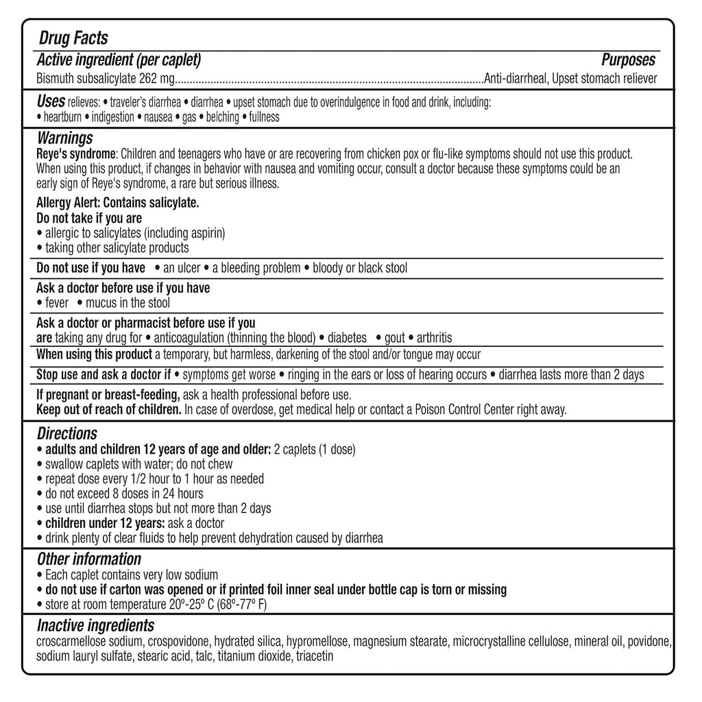 Kaopectate Multi-Symptom Anti-Diarrheal & Upset Stomach Reliever, 42 Caplet | Anti Diarrhea Caplets with Bismuth Subsalicylate