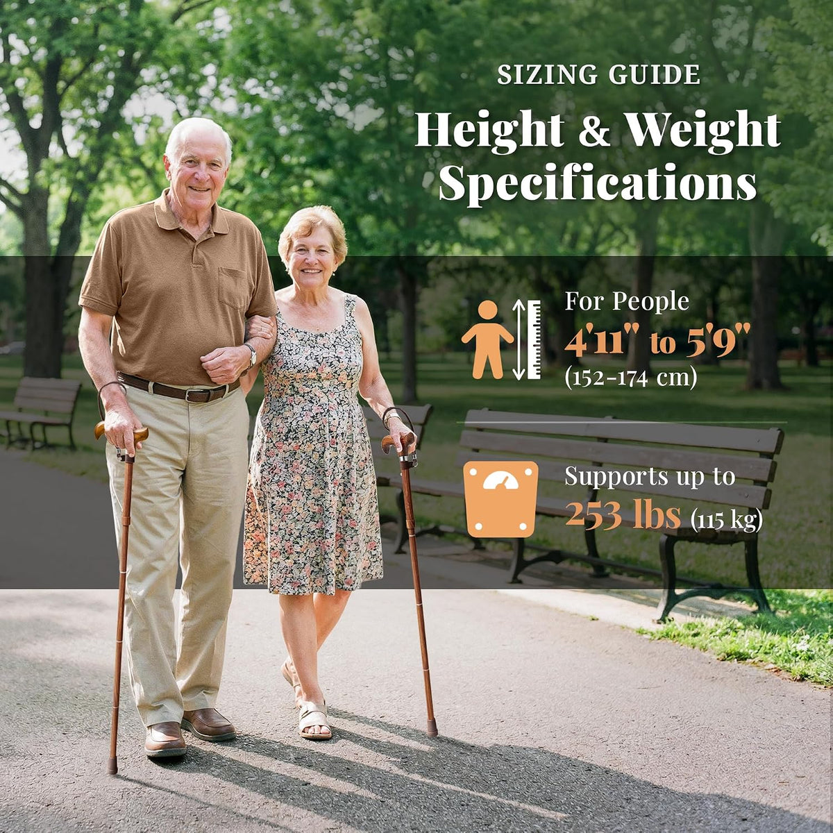 Foldable Walking Cane for Women and Men, Adjustable, Sen Wood | Collapsible Lightweight Folding Walking Stick for Seniors, Adjustable Height, Canes for Stability, Ergonomic Handle