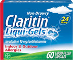 Claritin Liqui-Gels 24 Hour Allergy Relief, Non-Drowsy Allergy Medicine, Loratadine Antihistamine Capsules, 60 Count