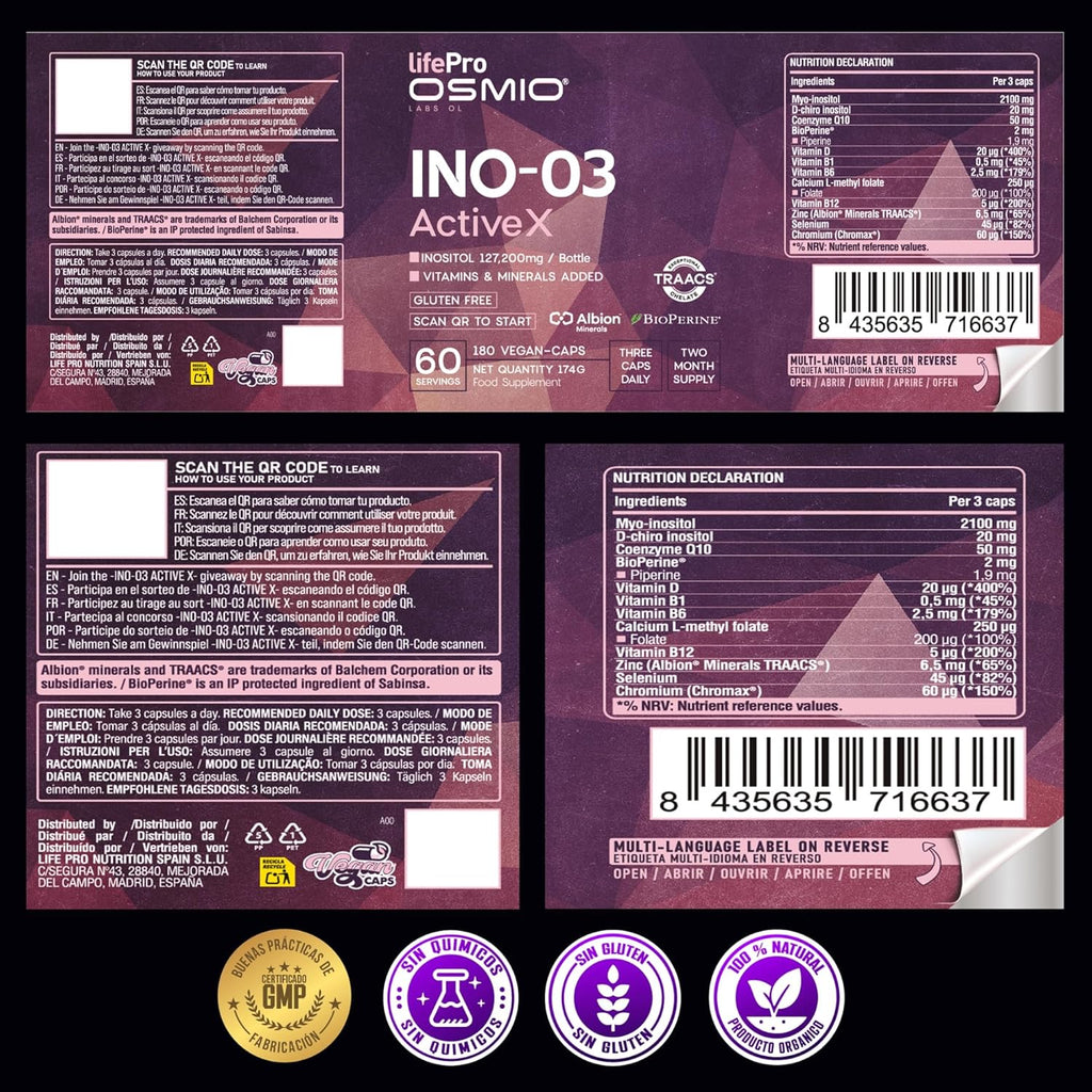 Life Pro Inositol Myo & D-Chiro Inositol 4240mg – Supports Female Hormonal and Metabolic Balance, Cellular Energy and Vitality, 180 Capsules, Supplement with CoQ10, BioPerine, Vitamins B and D3