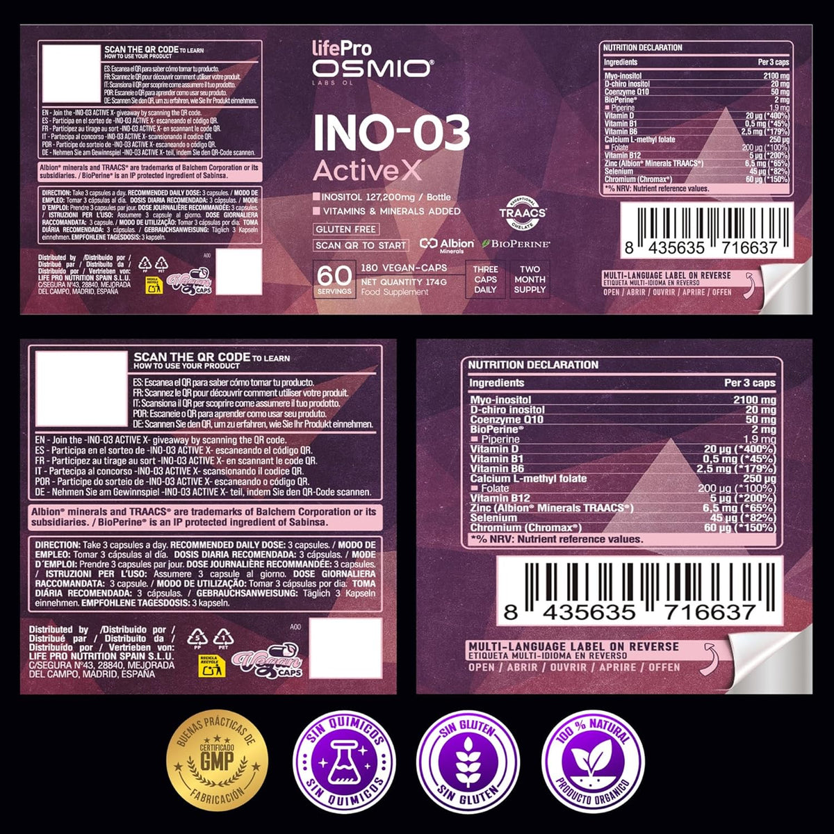 Life Pro Inositol Myo & D-Chiro Inositol 4240mg – Supports Female Hormonal and Metabolic Balance, Cellular Energy and Vitality, 180 Capsules, Supplement with CoQ10, BioPerine, Vitamins B and D3