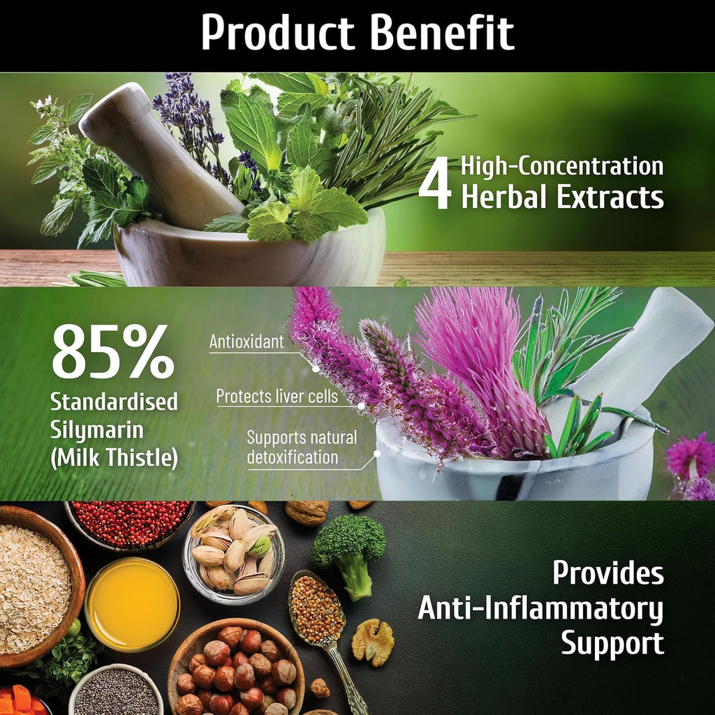 Liver Support, Milk Thistle 300mg (70:1 Extract from 21,000mg Seed), with Dandelion, 85% Silymarin, Artichoke & Frankincense, Once-Daily Capsule 200 Count