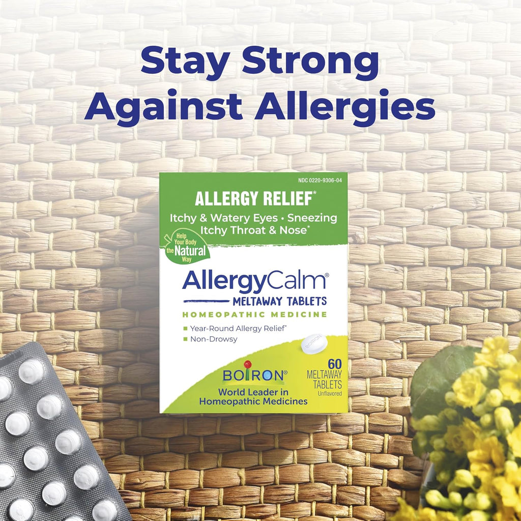 Boiron AllergyCalm Tablets for Relief from Allergy and Hay Fever Symptoms of Sneezing, Runny Nose, and Itchy Eyes or Throat - 60 Count