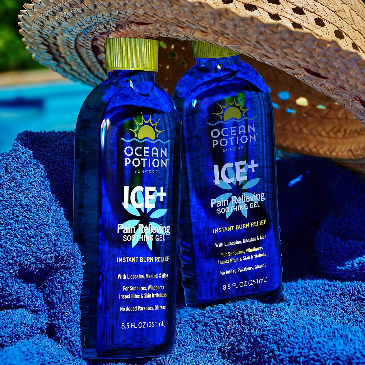 Ocean Potion Sun Care Cooling After Sun Gel, Sun Burn Relief Gel Moisturizer with Lidocaine Cream, Menthol, Aloe Vera and Tea Tree Oil, Sunburn Relief, 8.5oz