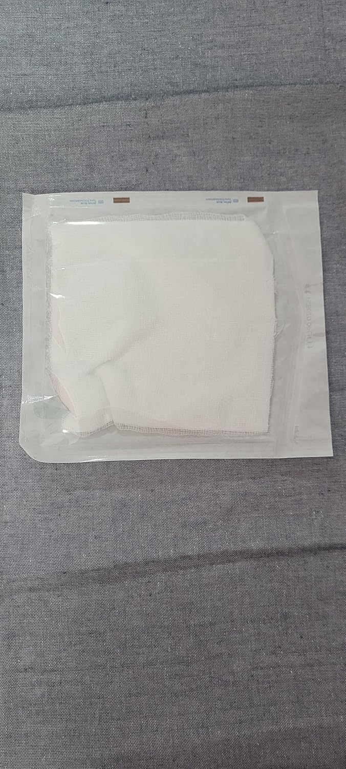 Sterile Absorbent Cotton Combine Dressing Pad |(15x15cm) (Pack of 50) Dressing Pad for Wound Dressing/First Aid/Home