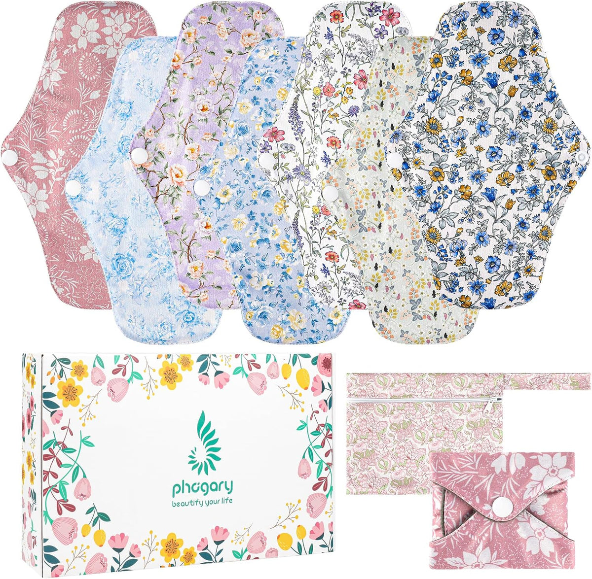 PHOGARY Reusable Menstrual Pads, Washable Night Pads for Abundant Menstrual Flow, Washable Night Pads for Abundant Menstrual Flow