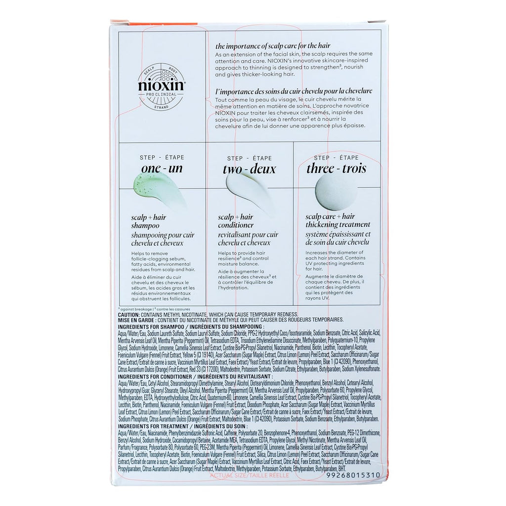 NIOXIN System Kits | Scalp + Hair Thickening | 1 Month Supply | Natural, Colored & Damaged Hair with Light to Progressed Thinning | Strengthen & Boost Hair Density with Niacinamide & Biotin